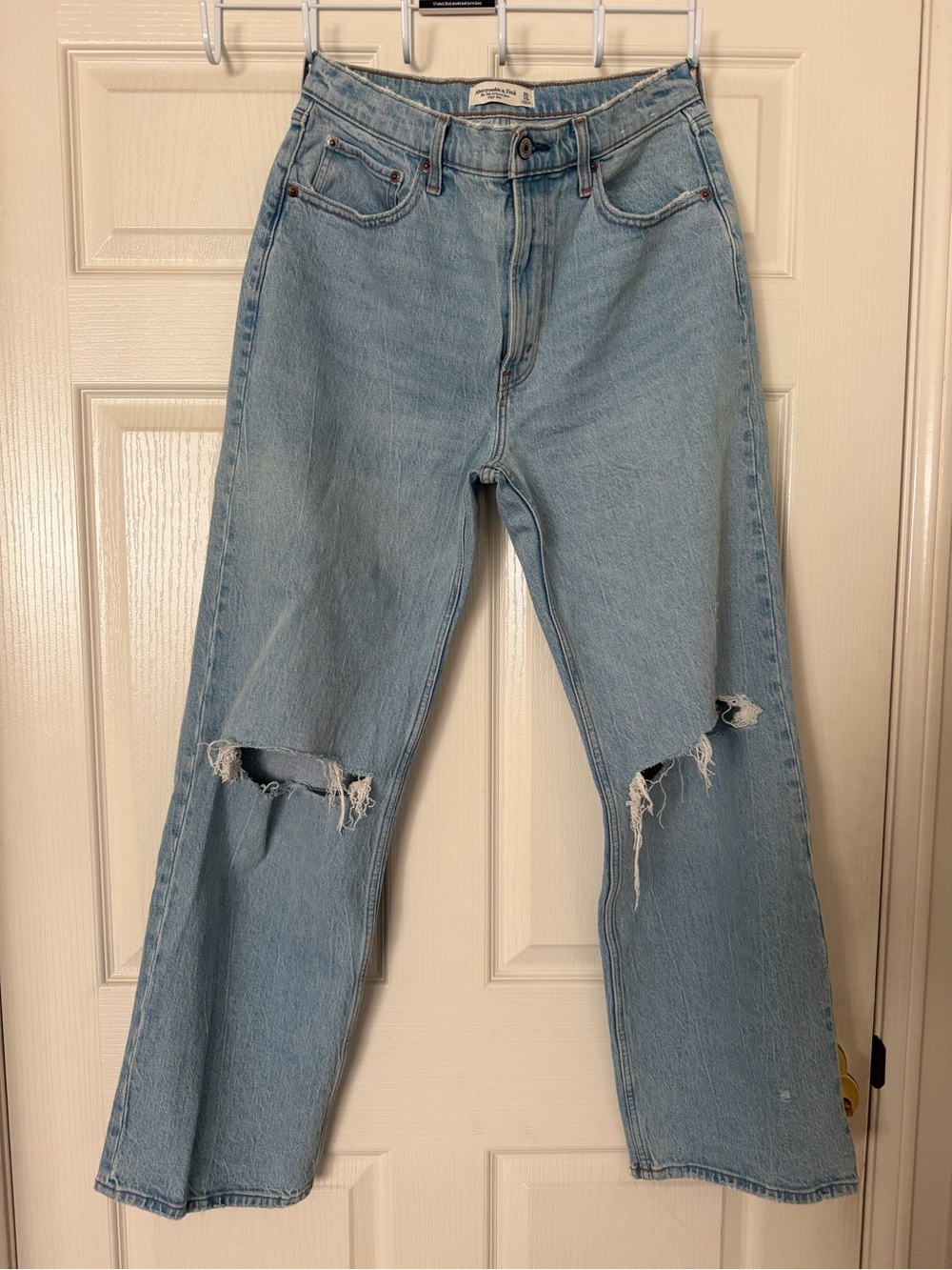 Abercrombie & Fitch Light Wash Straight-Leg Ripped Jeans